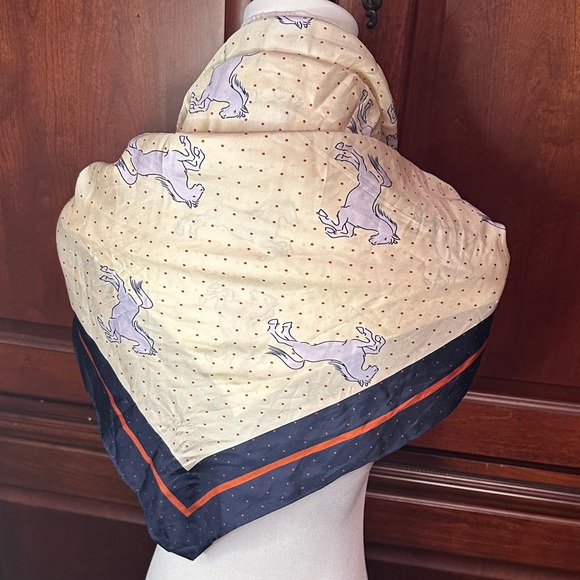 Cabi Elegant Cream and Navy Horse Print Scarf - Picture 4 of 4